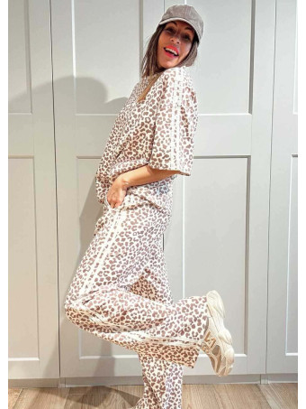 Conjunto Print Camiseta y Pantalón GROUNDER Beige/Taupe HEVE