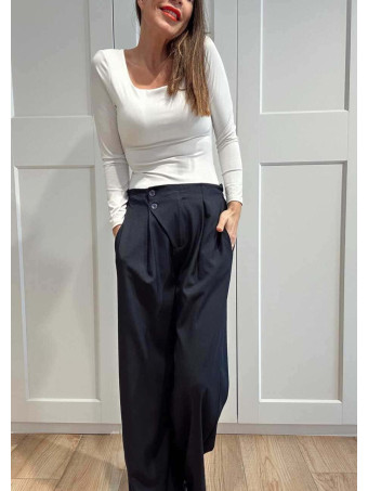 Pantalón Wide Leg Efecto Cruzado NOVYANT Marino HEVE