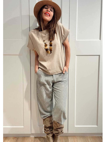 Pantalón Efecto Lino LUDWYSE Verde Menta HEVE