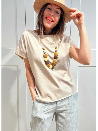 Blusa con Collar KAISELA Taupe HEVE