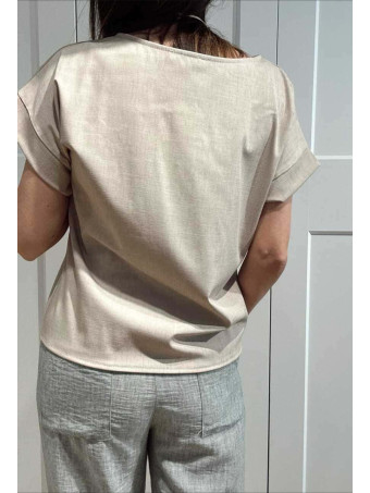 Blusa con Collar KAISELA Taupe HEVE