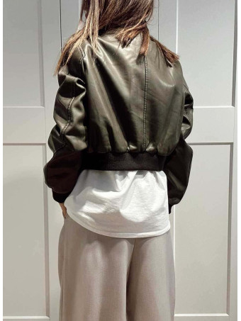 Cazadora Bomber Efecto Piel LEROFEY Verde HEVE