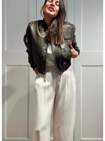 Cazadora Bomber Efecto Piel LEROFEY Verde HEVE