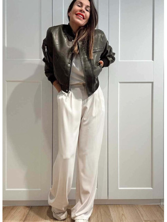 Cazadora Bomber Efecto Piel LEROFEY Verde HEVE