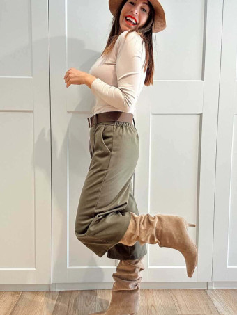 Pantalón Culotte con Cinturón LYMAN Verde Militar HEVE