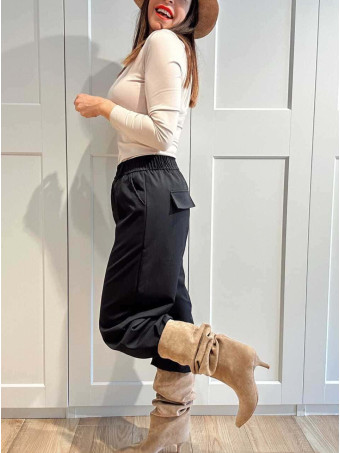 Pantalón Wide Leg con Cinturón BASSLEE Marino HEVE