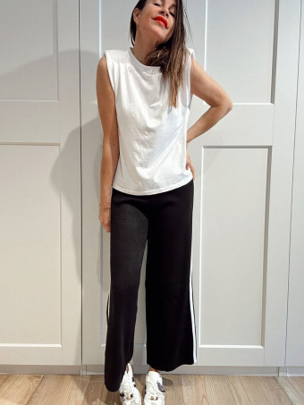 Pantalón Punto Franja Lateral TRAPSY Negro HEVE