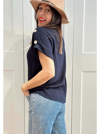 Blusa Botones Martillados NUMEA Marino HEVE