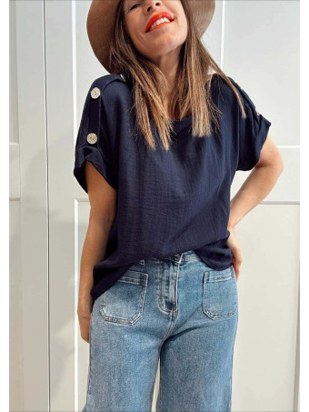 Blusa Botones Martillados NUMEA Marino HEVE