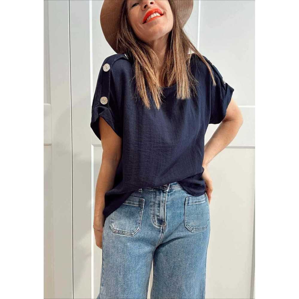 Blusa Botones Martillados NUMEA Marino HEVE