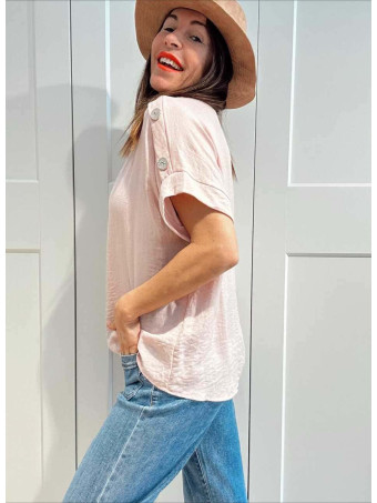 Blusa Botones Martillados NUMEA Rosa HEVE