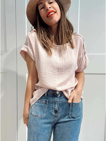 Blusa Botones Martillados NUMEA Rosa HEVE