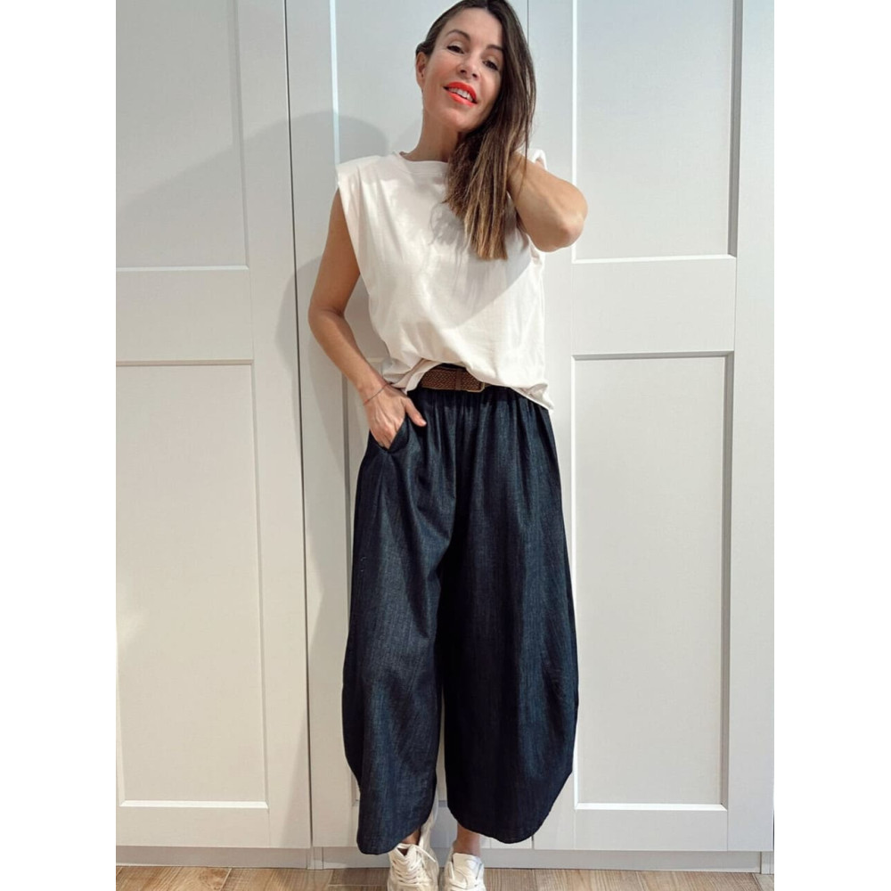 Pantalón Balloon con Cinturón SKYLO Índigo HEVE