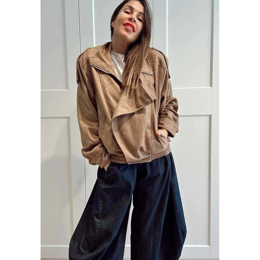 Cazadora Retro Efecto Ante WHISPA Taupe HEVE