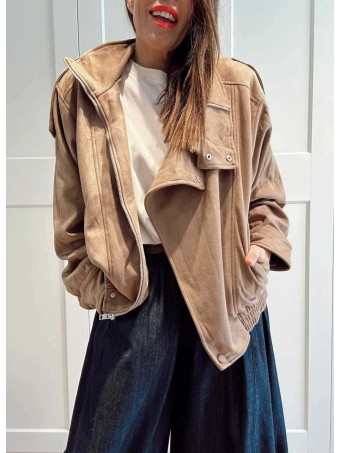 Cazadora Retro Efecto Ante WHISPA Taupe HEVE