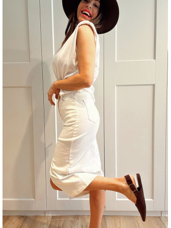 Falda Vaquera Midi KIANA Blanco HEVE