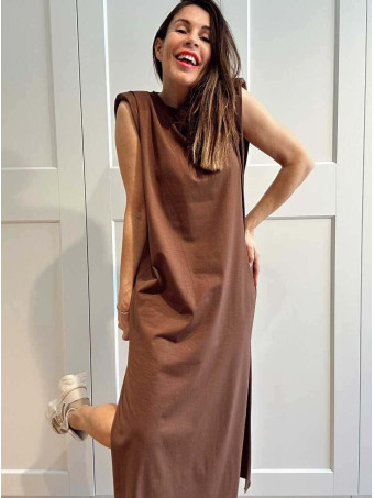 Vestido Básico Hombreras VARSOVIE Marrón HEVE