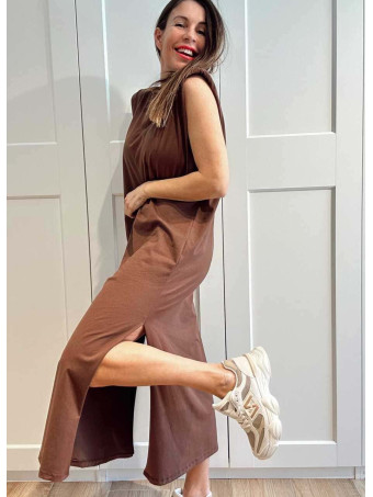 Vestido Básico Hombreras VARSOVIE Marrón HEVE