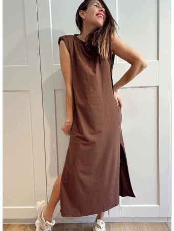 Vestido Básico Hombreras VARSOVIE Marrón HEVE