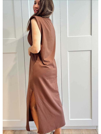 Vestido Básico Hombreras VARSOVIE Marrón HEVE