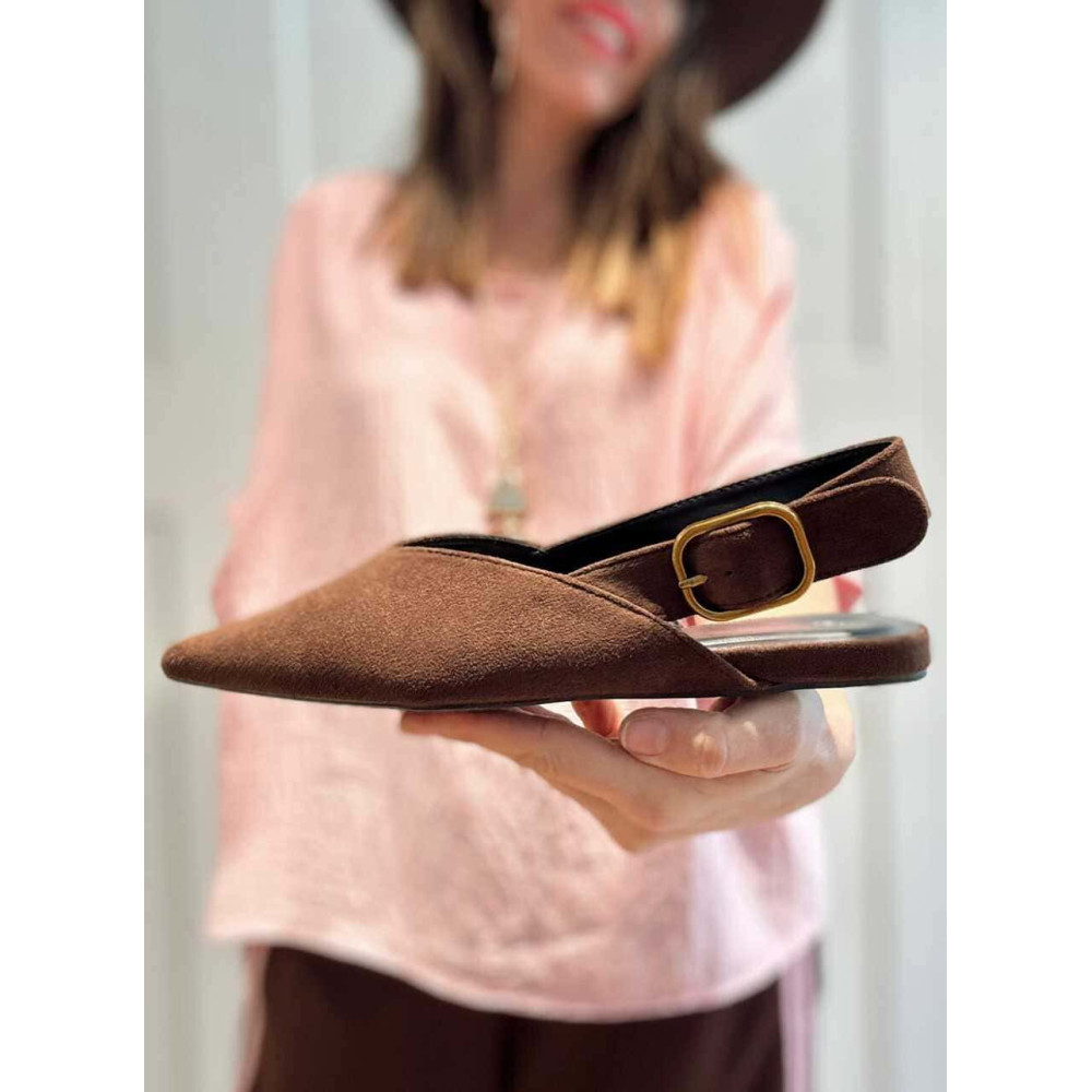 Zapato Destalonado Efecto Ante SIGRID Marrón HEVE