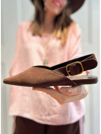 Zapato Destalonado Efecto Ante SIGRID Marrón HEVE