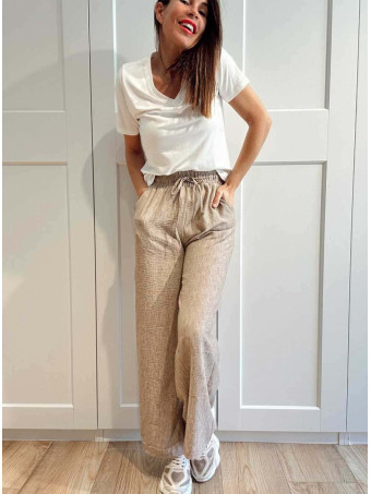 Pantalón Casual Efecto Lino PRAIRIE Taupe HEVE