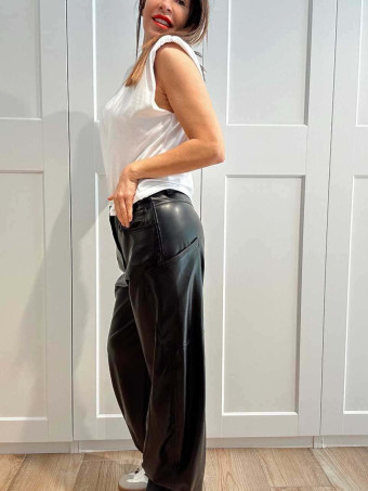 Pantalón Balloon Efecto Piel VEYRON Negro HEVE