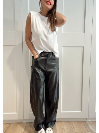 Pantalón Balloon Efecto Piel VEYRON Negro HEVE