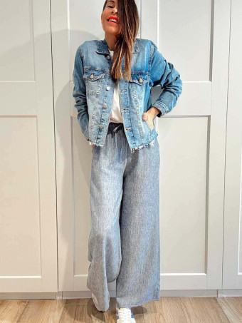Pantalón Casual Efecto Lino PRAIRIE Azul HEVE