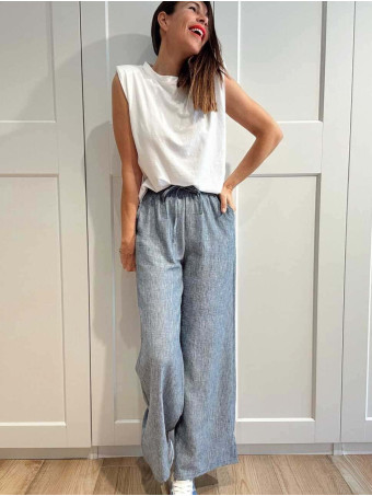 Pantalón Casual Efecto Lino PRAIRIE Azul HEVE