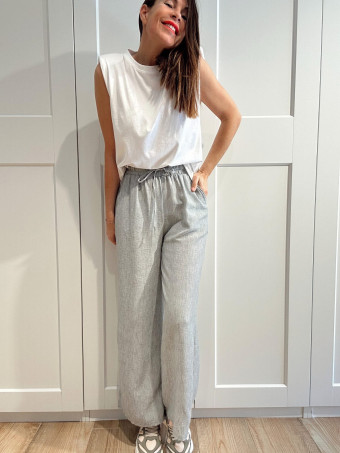 Pantalón Casual Efecto Lino PRAIRIE Gris Vigoré HEVE