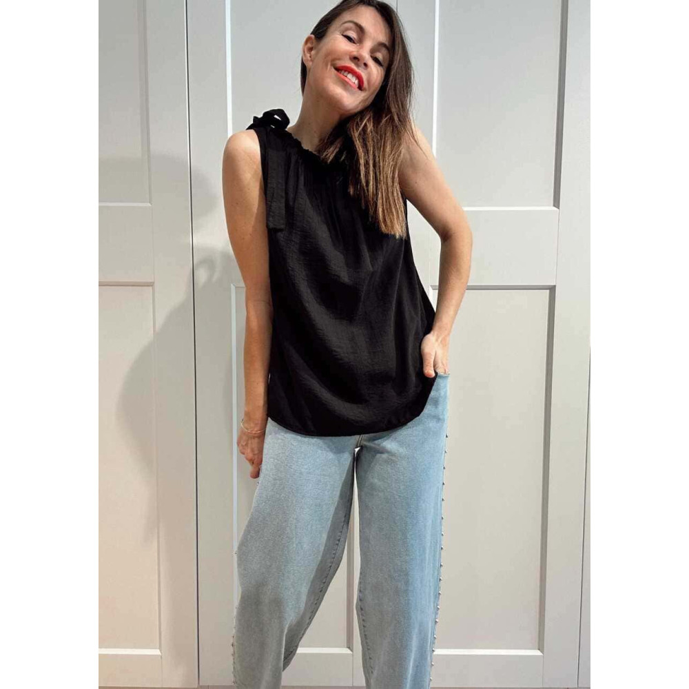 Cuerpo Crepado con Lazada TIREVA Negro HEVE