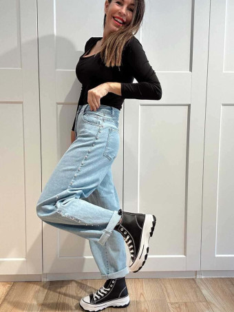 Sneaker Abotinada Piel Sintética STACKED Negro HEVE