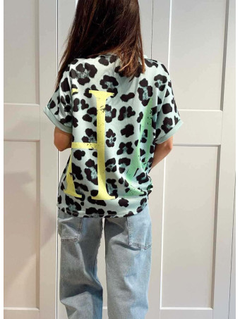 Camiseta Oversize Animal Print YEAH Aguamarina HEVE