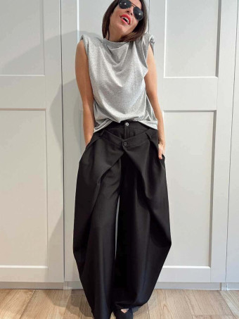 Pantalón Balloon Doble Botón RINLEY Negro HEVE