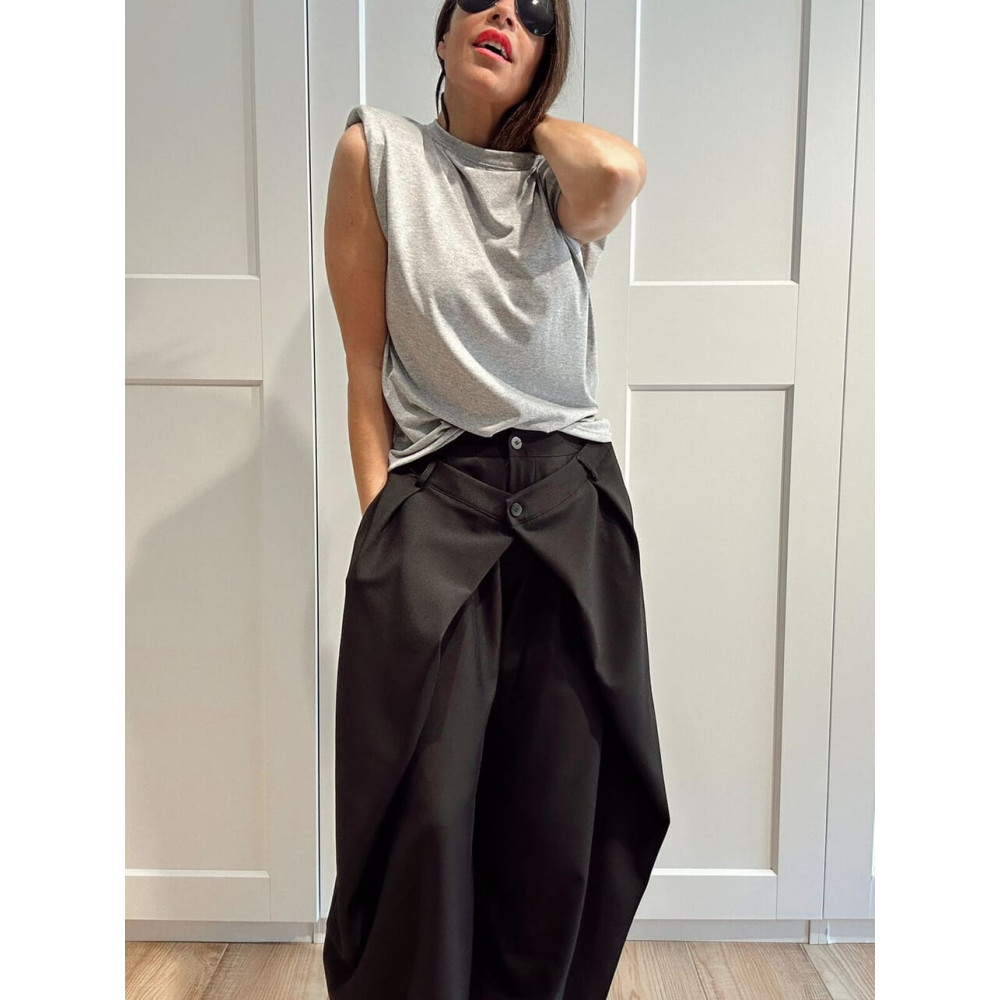 Pantalón Balloon Doble Botón RINLEY Negro HEVE