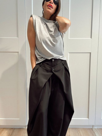 Pantalón Balloon Doble Botón RINLEY Negro HEVE