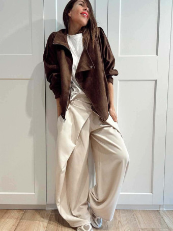 Pantalón Balloon Doble Botón RINLEY Beige HEVE