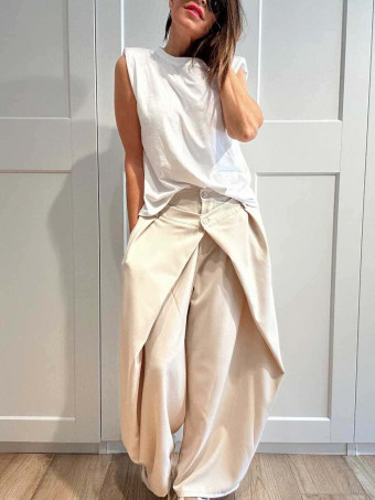 Pantalón Balloon Doble Botón RINLEY Beige HEVE