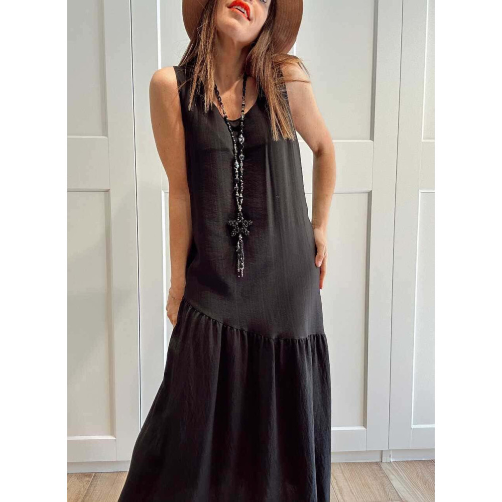 Vestido con Volante Asimétrico VANYS Negro HEVE