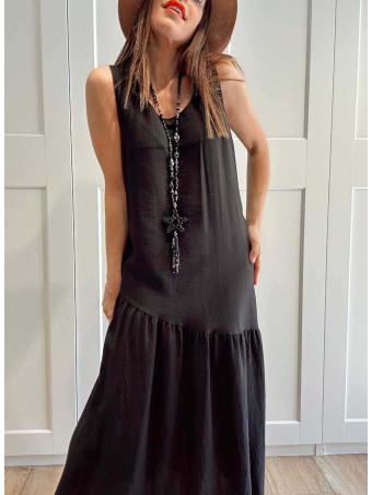 Vestido con Volante Asimétrico VANYS Negro HEVE