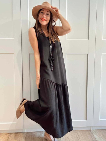 Vestido con Volante Asimétrico VANYS Negro HEVE