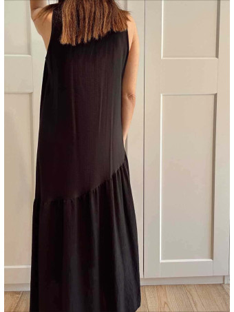 Vestido con Volante Asimétrico VANYS Negro HEVE
