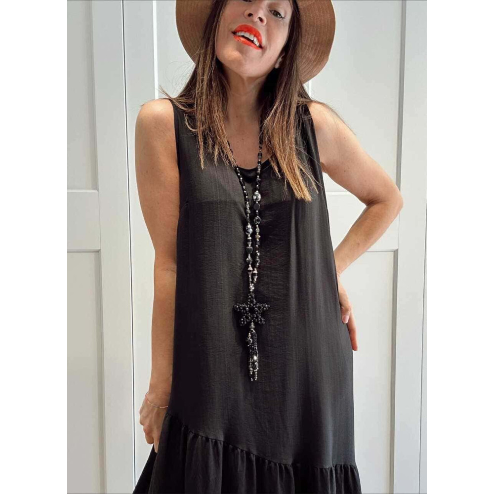 Collar Cristales y Estrella Negro 109 HEVE