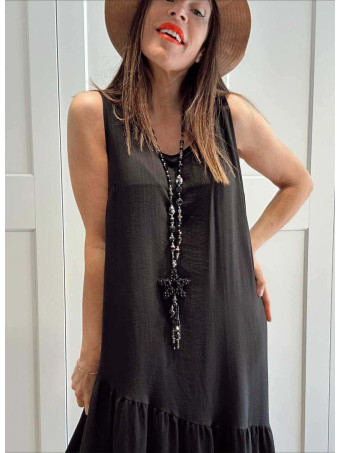 Collar Cristales y Estrella Negro 109 HEVE