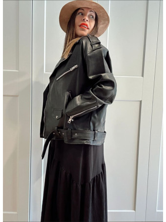 Cazadora Biker Efecto Piel REAPER Negro HEVE