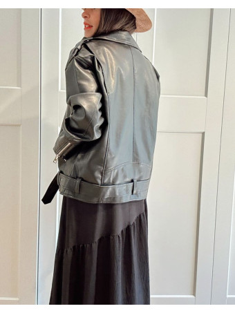 Cazadora Biker Efecto Piel REAPER Negro HEVE