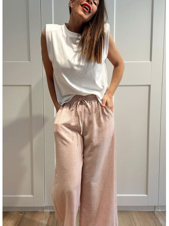 Pantalón Casual Efecto Lino PRAIRIE Rosa HEVE