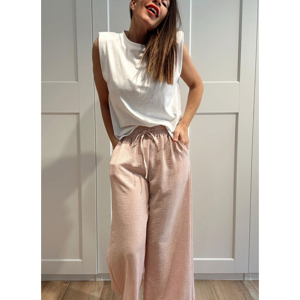 Pantalón Casual Efecto Lino PRAIRIE Rosa HEVE